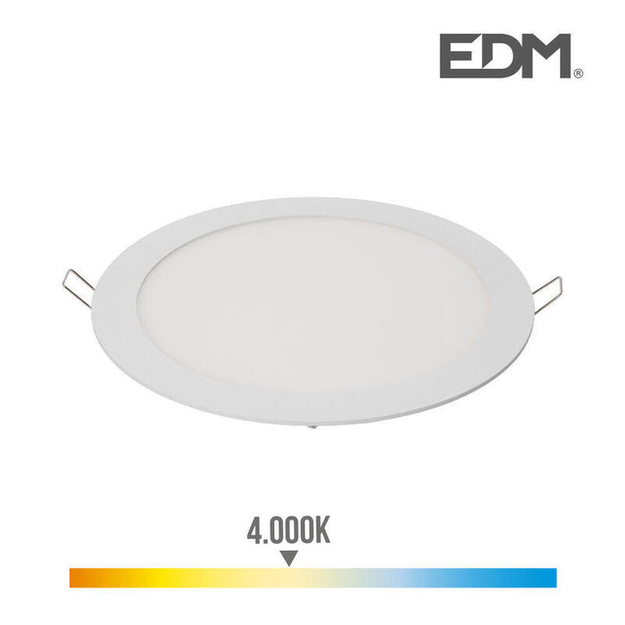Downlight Led Empotrable Redondo 20w Luz Dia 4000k 1500lm Blanco Ø22,5cm Edm