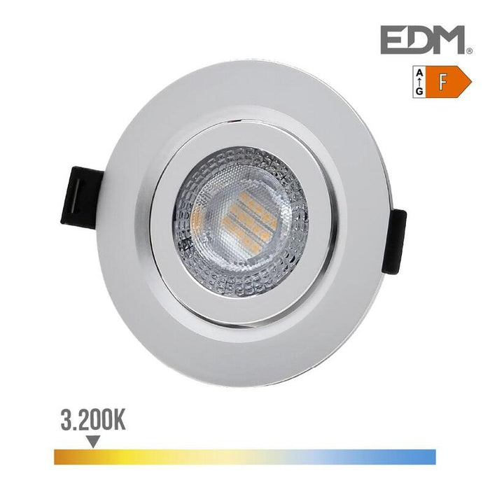 Downlight Led Empotrar 9w 806lm Ra80 3200k Redondo Color Cromo Ø9cm Edm