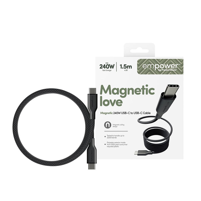 EAN 5715685027697 - PanzerGlass empower by ® Magnetic 240W USB-C to USB-C Cable | USB 2.0 | 1.5M | Space Black Protector de p imagen 2