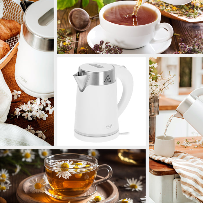EAN 5903887809665 - Adler AD 1372W tetera eléctrica 0,6 L 800 W Metálico, Blanco imagen 4