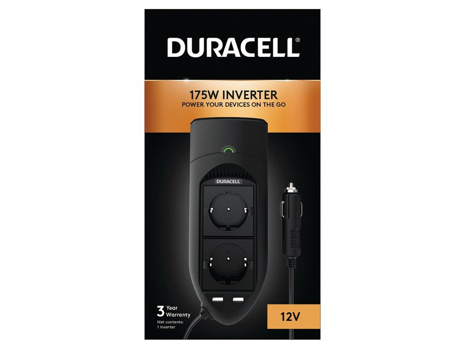 EAN 5055190177655 - Duracell DRINV15-EU adaptador e inversor de corriente Interior 175 W Negro imagen 1