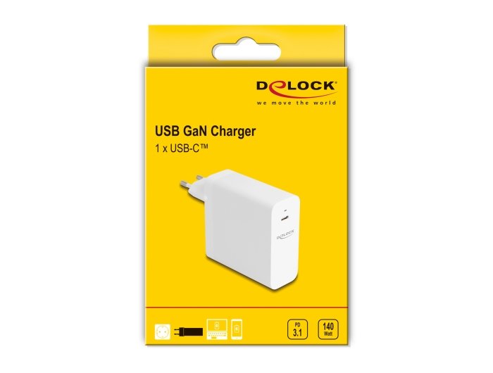 EAN 4043619414710 - DeLOCK 41471 cargador de dispositivo móvil Universal Blanco Corriente alterna Carga rápida Interior imagen 2