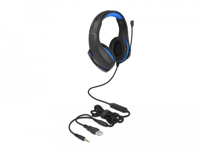 EAN 4043619271825 - DeLOCK 27182 auricular y casco Alámbrico Diadema Juego USB tipo A Negro, Azul imagen 2