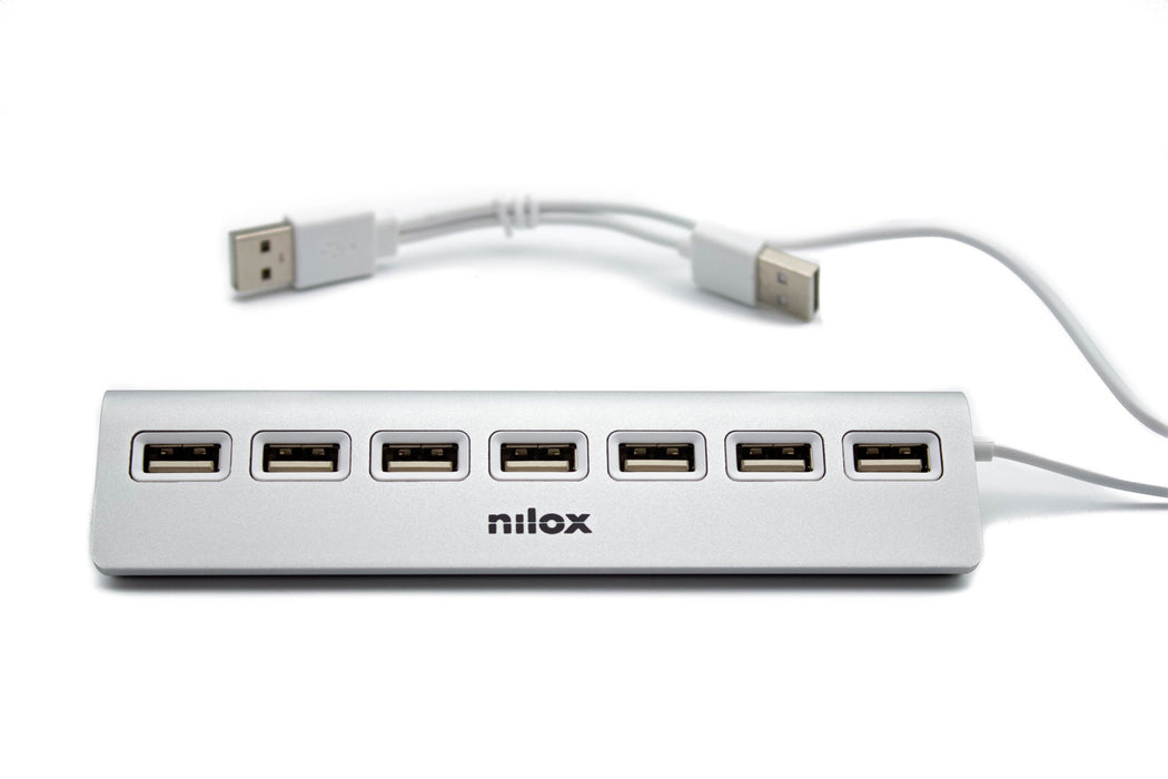 EAN 8436556148460 - Nilox NXHU7ALU2 hub de interfaz 480 Mbit/s Gris imagen 1