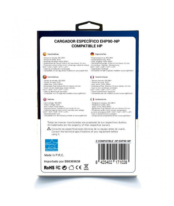 EAN 8425402171028 - Eightt EHP90NP adaptador e inversor de corriente Interior 90 W Negroimagen 4)