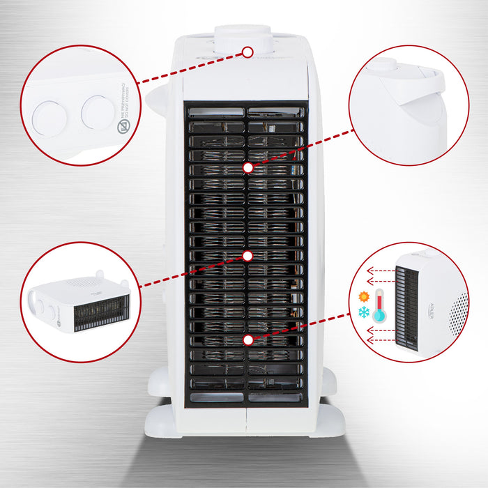 EAN 5903887801300 - Adler AD 7725W calefactor eléctrico Interior Blanco 2000 W Ventilador eléctrico imagen 3