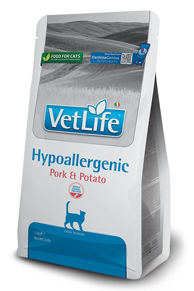 EAN 8010276040985 - Farmina Pet Food Vet Life Hypoallergenic alimento seco para gatos 1,5 kg Adulto Cerdo, Patata imagen 1