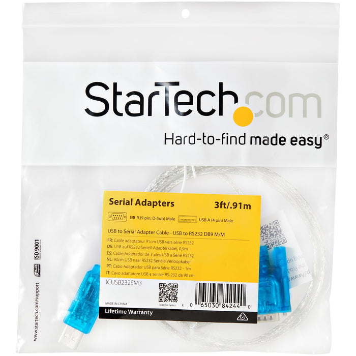 EAN 0065030842440 - StarTech.com ICUSB232SM3 cambiador de género para cable DB-9 USB 2.0 A Azul, Transparente imagen 5