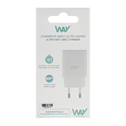 EAN 3303170114582 - T'nB WCHPD20W cargador de dispositivo móvil Universal Blanco Corriente alterna Carga rápida Interior imagen 6