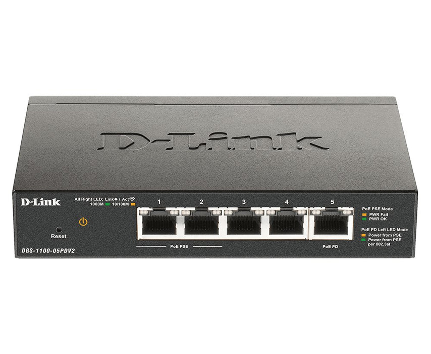 EAN 0790069453298 - D-Link DGS-1100-05PDV2 switch Gestionado Gigabit Ethernet (10/100/1000) Energía sobre Ethernet (PoE) Negr imagen 1