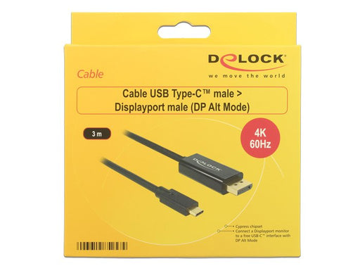 EAN 4043619852574 - DeLOCK 85257 adaptador de cable de vídeo 3 m USB Tipo C DisplayPort Negro imagen 2