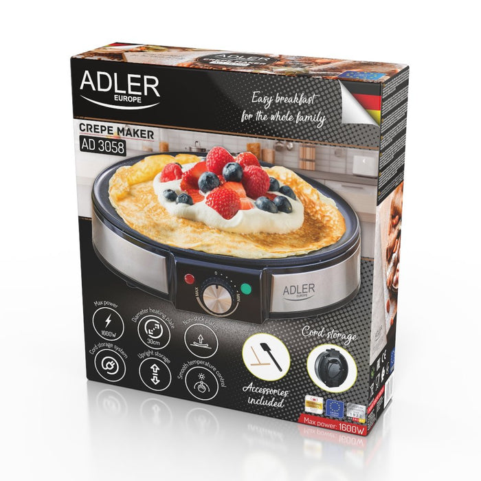 EAN 5903887807043 - Adler AD 3058 crepera 1 crep(s) 1600 W Negro, Acero inoxidable imagen 12