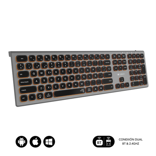 EAN 8436586742669 - SUBBLIM SUBKB-3MIE310 teclado Universal RF Wireless + Bluetooth QWERTY Español Negro, Gris imagen 2