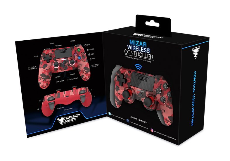 EAN 5425025592906 - Dragonshock Mizar Camuflaje, Rojo Bluetooth Gamepad Analógico/Digital PlayStation 4 imagen 5