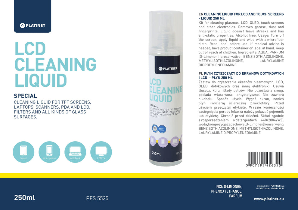 EAN 5907595426350 - Platinet PFS5525 kit de limpieza para computadora LCD/TFT/Plasma, Pantallas / Plásticos Espray para limpi imagen 4