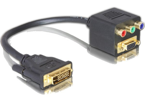 EAN 4043619650613 - DeLOCK Adapter DVI29 male to VGA + 3x Cinch female 0,2 m DVI VGA (D-Sub) + 3 x RCA Negro imagen 1
