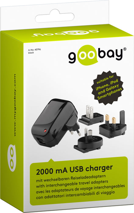 EAN 4040849437960 - Goobay 43796 cargador de dispositivo móvil Cámara digital, Smartphone Negro Corriente alterna Interior imagen 2