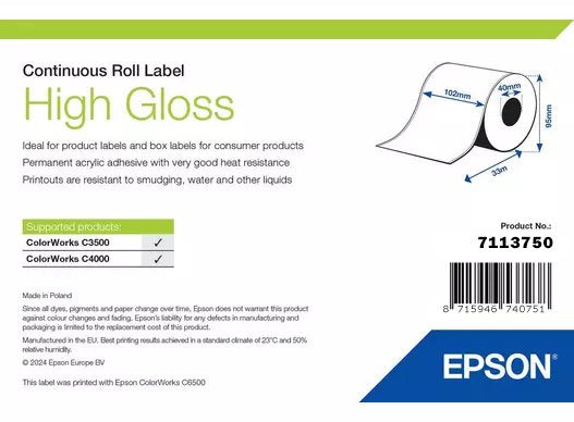 EAN 8715946740751 - Epson High Gloss Label Etiqueta para impresora autoadhesiva imagen 1