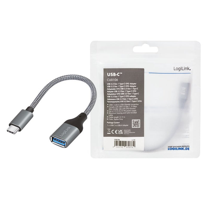 EAN 4052792070774 - LogiLink CU0106 cable USB USB 3.2 Gen 1 (3.1 Gen 1) 0,15 m USB C USB A Gris imagen 6