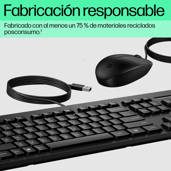 EAN 0195161119019 - HP 225 Wired Mouse and Keyboard Combo teclado Ratón incluido USB Negro imagen 5