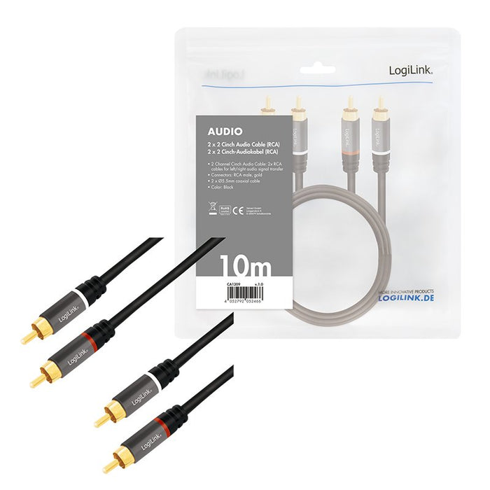 EAN 4052792052466 - LogiLink CA1209 cable de audio 10 m 2 x RCA Negro imagen 5