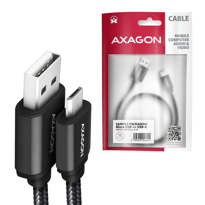 EAN 8595247905888 - Axagon BUMM-AM20AB cable USB USB 2.0 2 m Micro-USB B USB A Negro imagen 5
