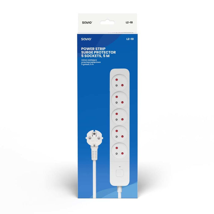 EAN 5901986047858 - Savio Power strip 5 sockets 5m white LZ-10 5 salidas AC Tipo C Blanco imagen 8