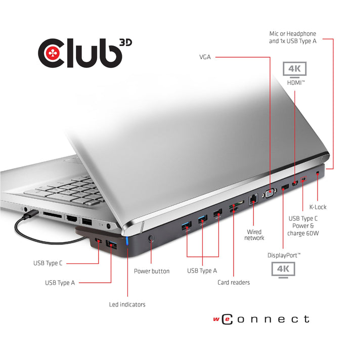 EAN 0841615101849 - CLUB3D CSV-1564W100 base para portátil y replicador de puertos Acoplamiento USB 3.2 Gen 1 (3.1 Gen 1) Typ imagen 3