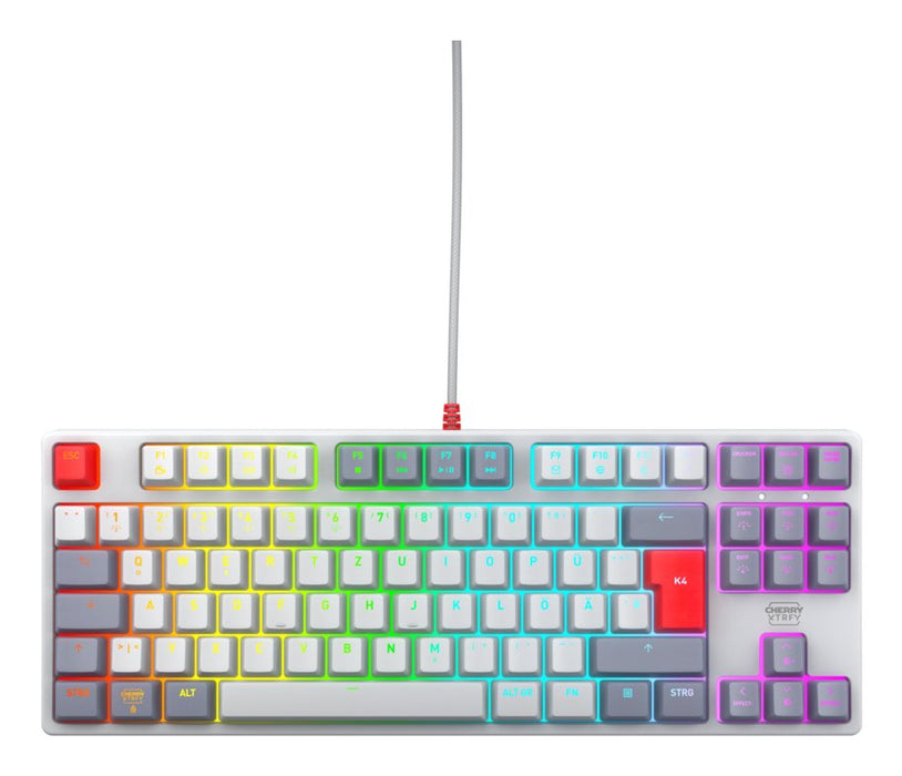 EAN 7340086914567 - CHERRY K4V2 TKL teclado Juego USB QWERTZ Alemán Gris, Gris claro, Rojo imagen 1