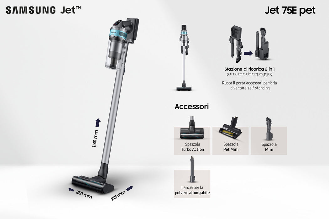 EAN 8806095108803 - Samsung VS20B75AGR1 Aspiradora escoba 2 en 1 Batería Secar Sin bolsa 550 W Negro, Color menta imagen 3