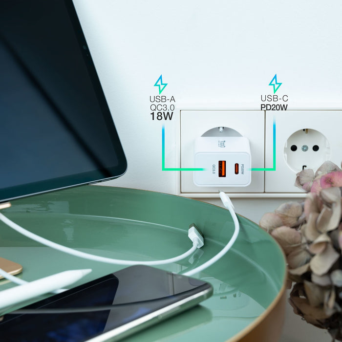 EAN 8433281012042 - TooQ TQWC-2SC04WT cargador de dispositivo móvil Universal Blanco Corriente alterna Carga rápida Interior imagen 5