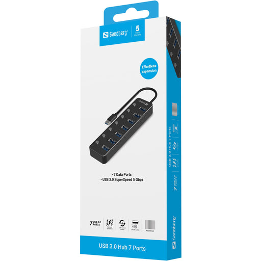 EAN 5705730134333 - Sandberg 134-33 hub de interfaz USB 3.2 Gen 1 (3.1 Gen 1) Type-A 5000 Mbit/s Negro imagen 2