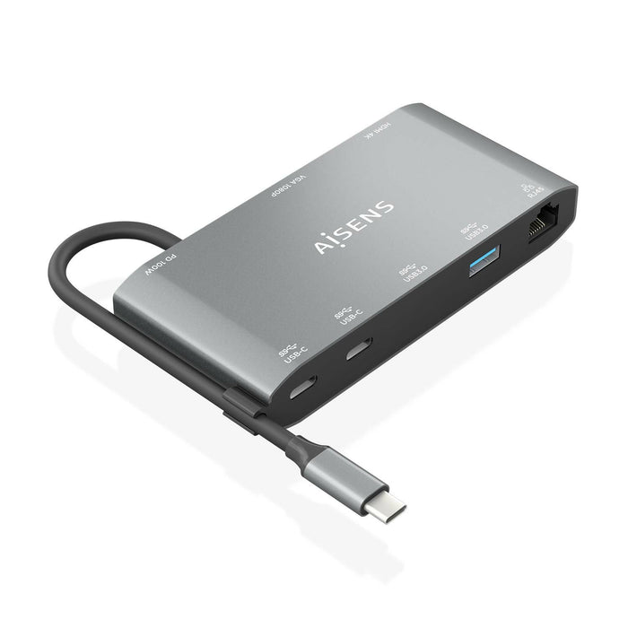 EAN 8436574709407 - AISENS ASUC-8P010-GR base para portátil y replicador de puertos Alámbrico USB 3.2 Gen 1 (3.1 Gen 1) Type- imagen 1