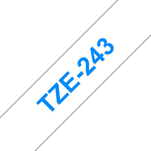 EAN 0012502625773 - Brother TZE-243 cinta para impresora de etiquetas Azul sobre blanco imagen 1