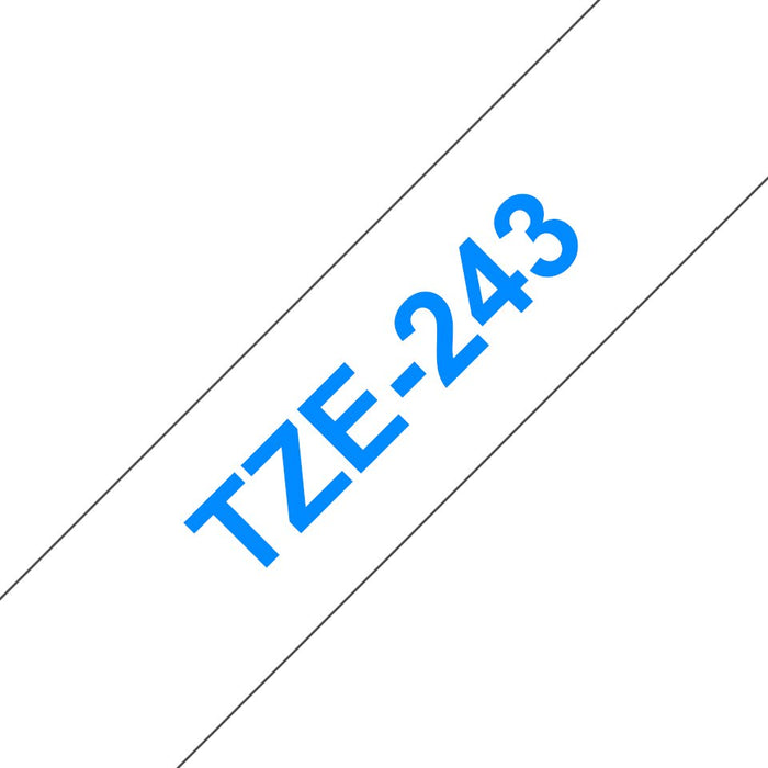 EAN 0012502625773 - Brother TZE-243 cinta para impresora de etiquetas Azul sobre blanco imagen 1