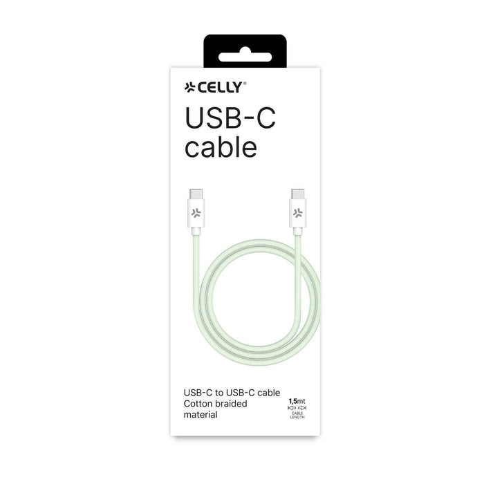 EAN 8021735207702 - Celly USBCUSBCCOTTGN cable USB 1,5 m USB C Verde, Blanco imagen 3