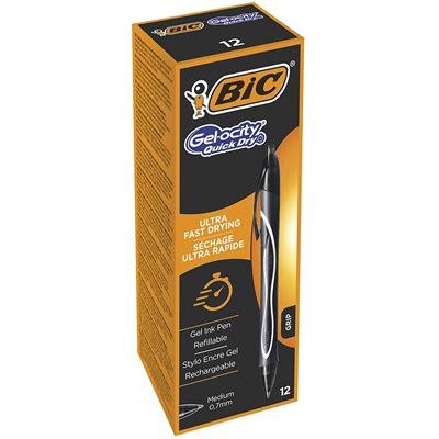 EAN 3086123457553 - BIC Gel-ocity Quick Dry Negro Bolígrafo de punta retráctil con pulsador Medio 12 pieza(s) imagen 1