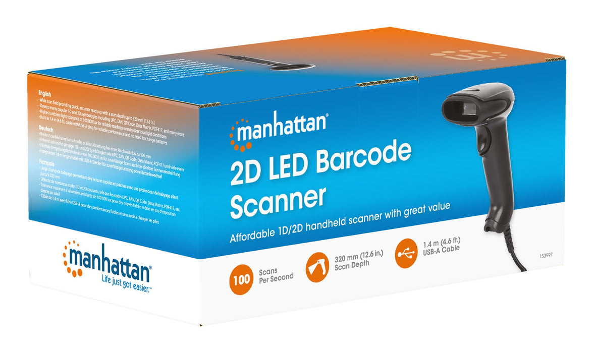 EAN 0766623153997 - Manhattan 153997 lector de código de barras Lector de códigos de barras portátil 1D/2D LED Negro imagen 10