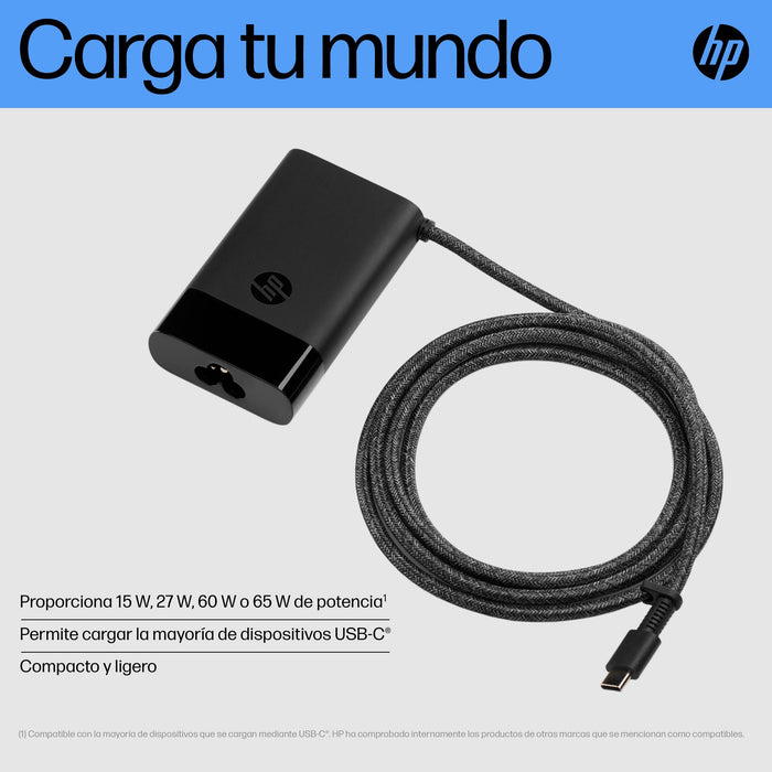 EAN 0196548308514 - HP USB-C 65W Laptop Charger adaptador e inversor de corriente Interior Negro imagen 8