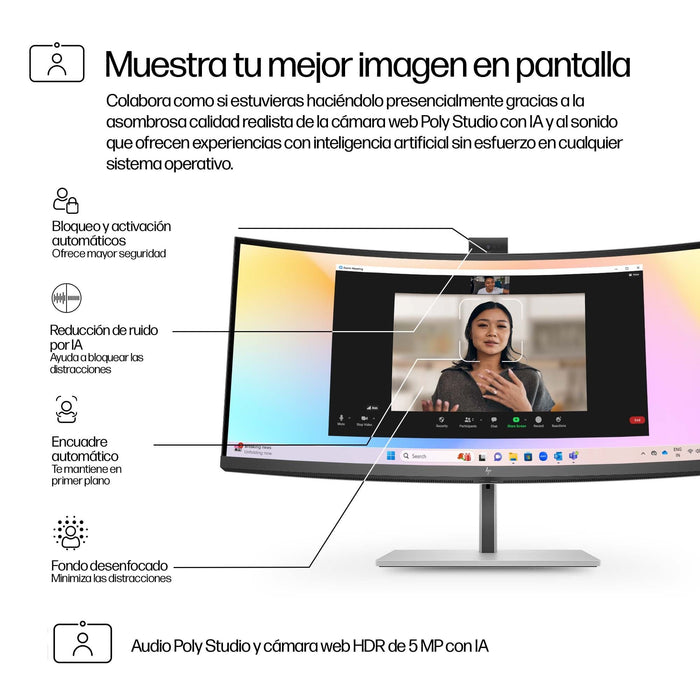 EAN 0197497775570 - HP Series 7 Pro 34 inch WQHD Conferencing Monitor - 734pm pantalla para PC 86,4 cm (34") 3440 x 1440 Pixe imagen 10