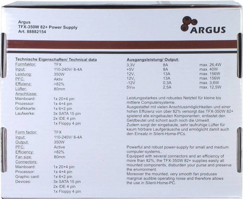 EAN 4260455640374 - Inter-Tech TFX-350W unidad de fuente de alimentación 20+4 pin ATX ATX Gris imagen 4