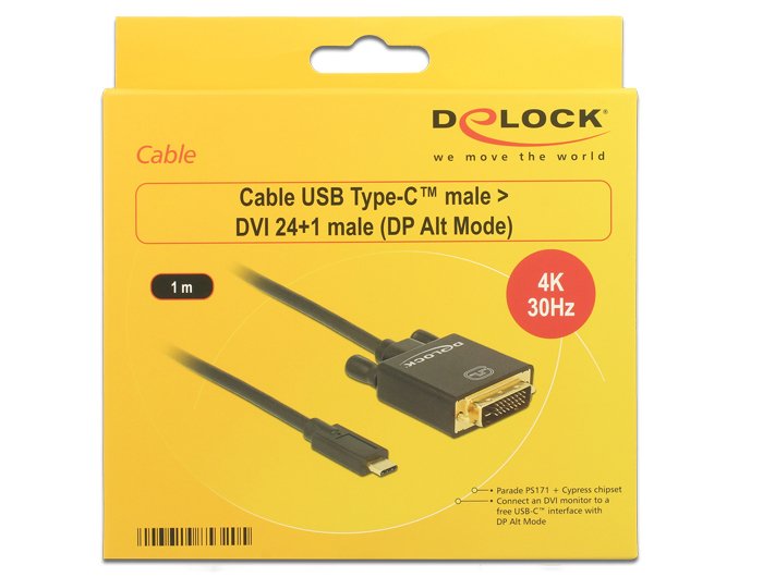 EAN 4043619853205 - DeLOCK 1m, USB-C/DVI 24+1 Adaptador gráfico USB 3840 x 2160 Pixeles Negro imagen 3