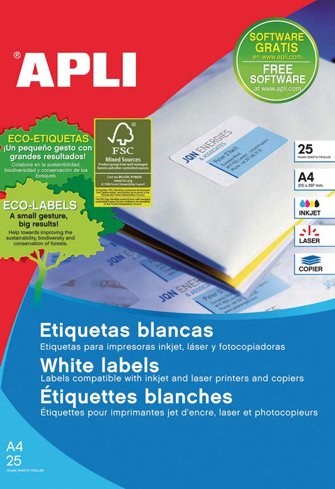 EAN 8410782012092 - APLI 01209 etiqueta de impresora Blanco Etiqueta para impresora autoadhesiva imagen 1