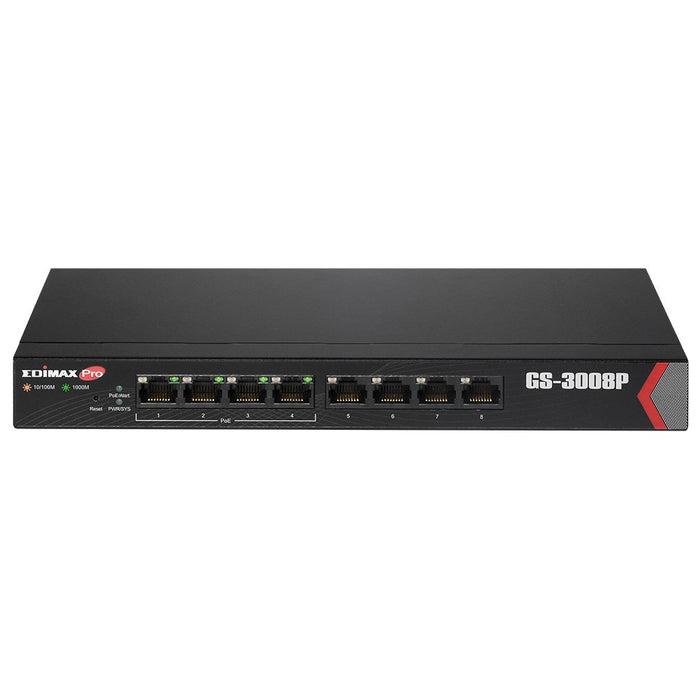 EAN 4717964702814 - Edimax GS-3008P switch Gestionado Gigabit Ethernet (10/100/1000) Energía sobre Ethernet (PoE) Negro imagen 1