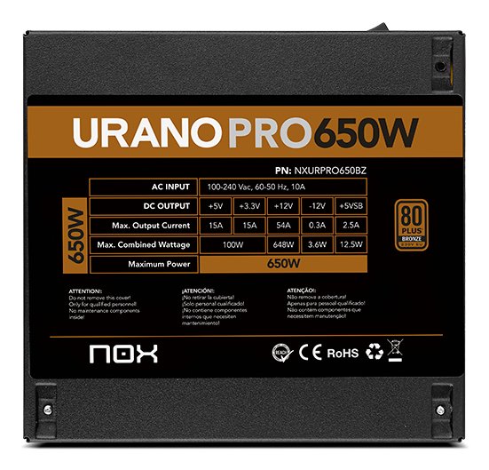 EAN 8436587975554 - NOX Urano PRO 650W Bronze unidad de fuente de alimentación ATX Negro imagen 8
