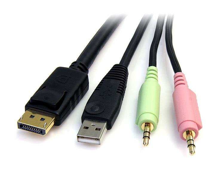 EAN 0065030840125 - StarTech.com DP4N1USB6 cable para video, teclado y ratón (kvm) Negro 1,829 m imagen 2