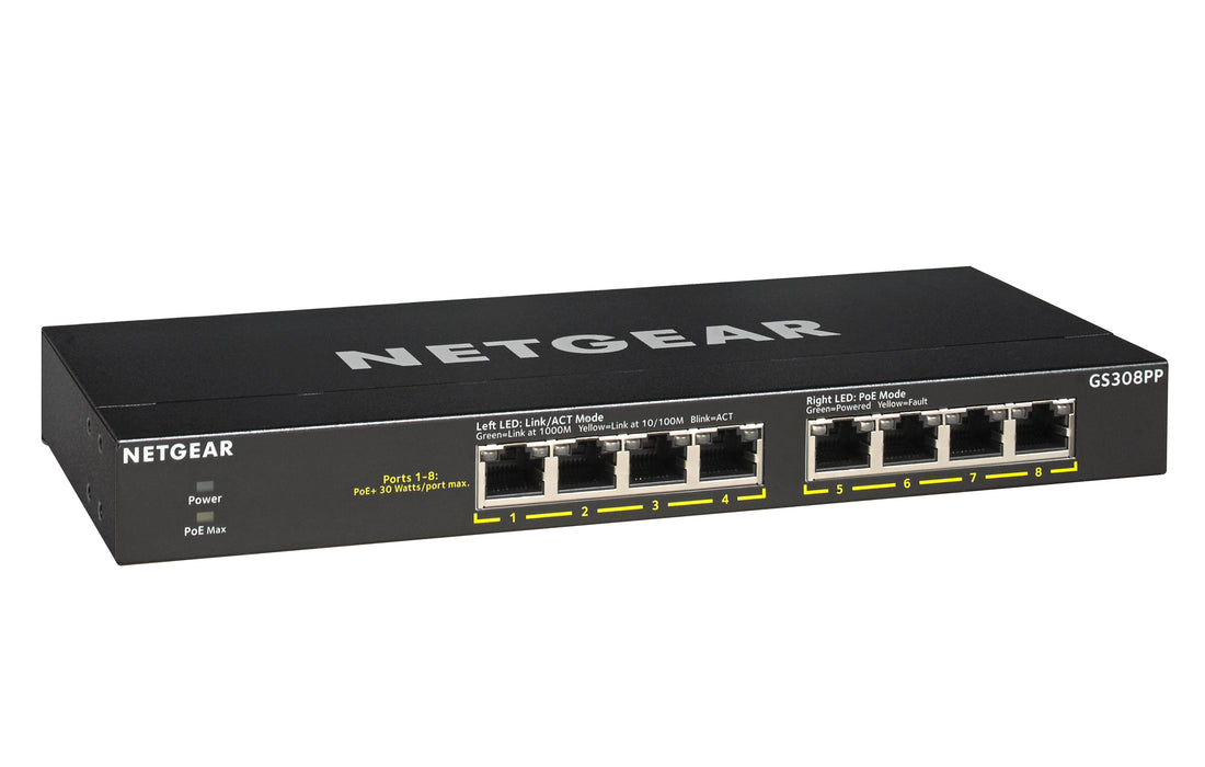 EAN 0606449146851 - NETGEAR GS308PP No administrado Gigabit Ethernet (10/100/1000) Energía sobre Ethernet (PoE) Negro imagen 5