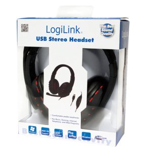 EAN 4052792029253 - LogiLink HS0033 auricular y casco Auriculares Alámbrico Diadema Llamadas/Música Negro, Rojo imagen 2