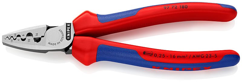 EAN 4003773060185 - Knipex 97 72 180 crimpadora Herramienta combinada Azul, Rojo, Plata imagen 1
