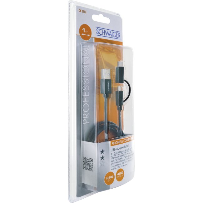 EAN 4004005021325 - Schwaiger CK 3112 cable USB USB 2.0 1 m USB A Micro-USB B Negro imagen 9